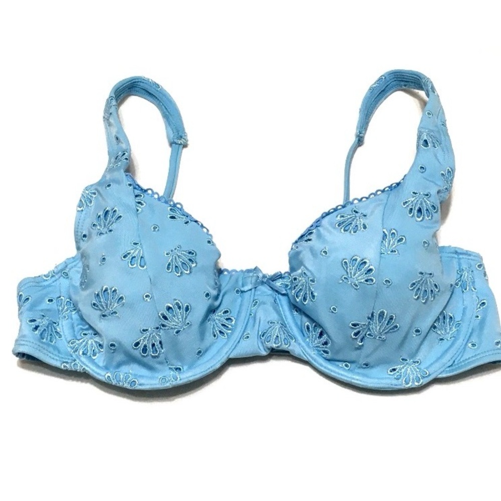 Wild Fable Womens Size S (4-6) Blue Shell Pointelle Underwire Bikini Swim Top